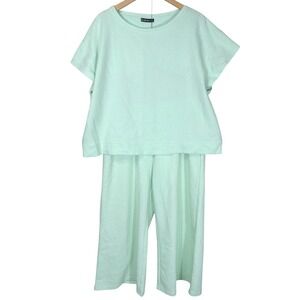 Seen N Be Seen Womens‎ 1X Mint Green Loungewear Set Top and Pants Plus Size 1X